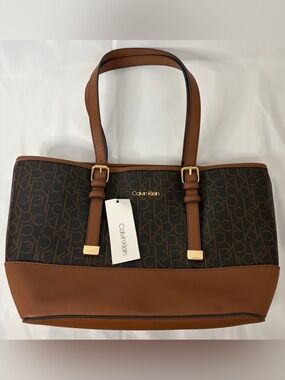 Calvin Klein Brown Monogram Shoulder Bag/Purse-Style H7GAJ4VG-Brand New W/ Tags
